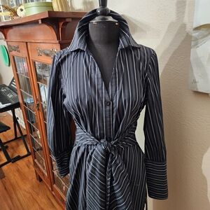 Bisou Bisou Black and White Striped Tunic Top